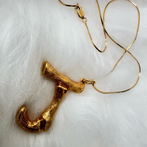 Celine Gold Textured J Pendant - Picture 5 of 12